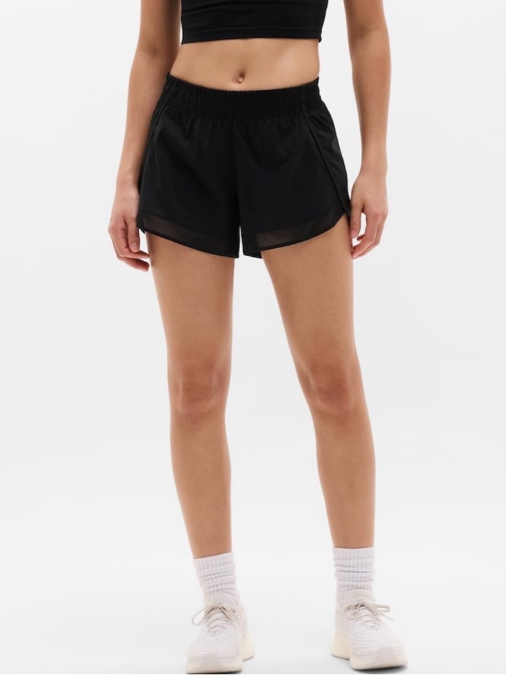 Athleta Black Athletic Shorts with Mesh Trim